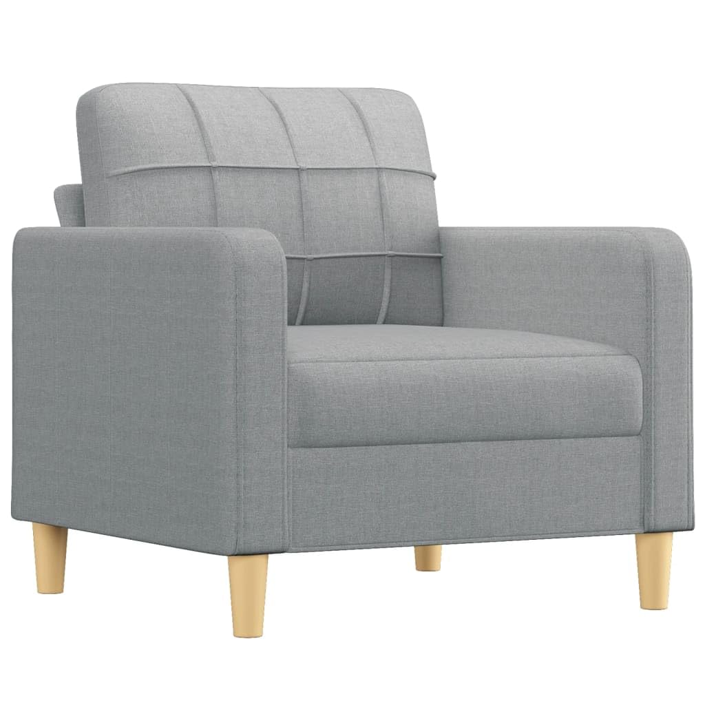 vidaXL Sofagarnitur 3-TLG., Sessel Couch mit Kissen, Sofa Wohnzimmersofa mit Armlehnen, Couchgarnitur Designsofa Sitzmöbel Polstermöbel, Hellgrau Stoff