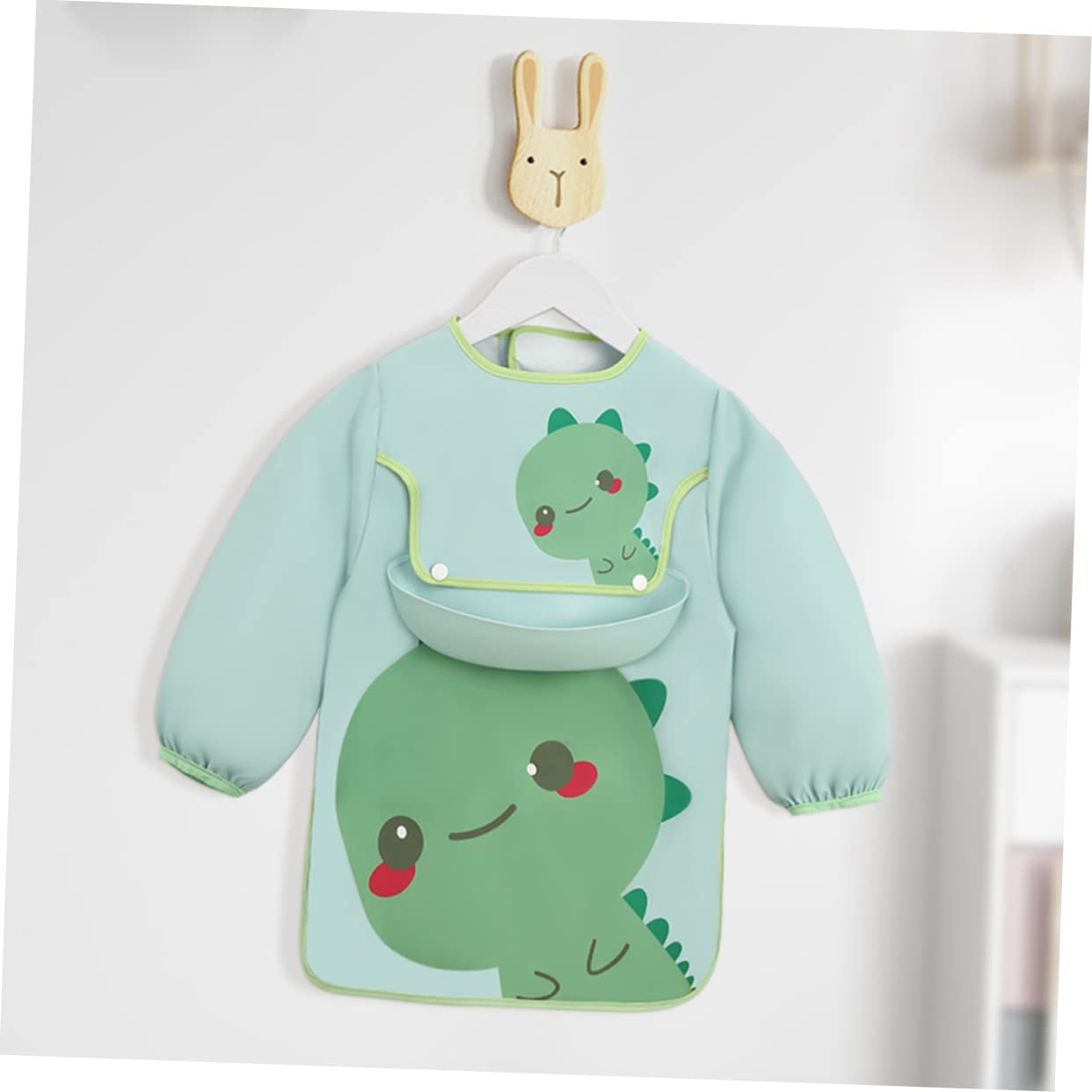 Abaodam 3piezas Babero De Manga Diseño De Dibujos Animados y Bolsillo Delantal Para Comida De Protección De Ropa y Limpieza