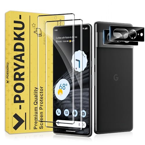 2+2 Pack for Google Pixel 7 Pro Screen Protector Tempered Glass + Camera Lens Protector Bubble-Free Installation Fingerprint Touch ID Compatible HD Clear Scratch Resistant for Pixel 7 Pro 6.7 Inch