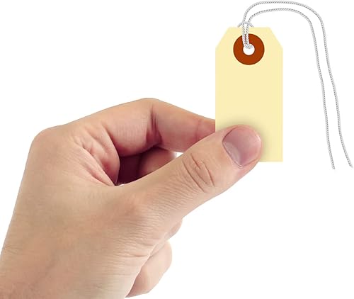 Miniatura 2 de SmartSign Etiquetas de envío en blanco con cuerdas de bucle preadjuntas, tamaño 1, paquete de 1000, etiqueta de cartulina de manila gruesa de 10