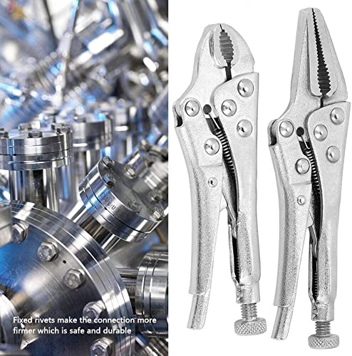 Orbitron 2pc Mini Locking Long Nose Mole Vice Welding Grip Clasp Small Adjustable Pliers, Nickel - Image 3