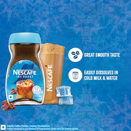Image of NESCAFE Ice Roast Coffee Powder with Frosty Glass And Recipe Book, 90g