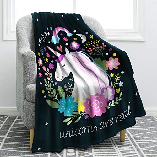Jekeno Unicorn Throw Blanket Smooth Soft Print Blanket for Sofa Chair Bed Office Travelling Camping Kids Adults Gift 50…