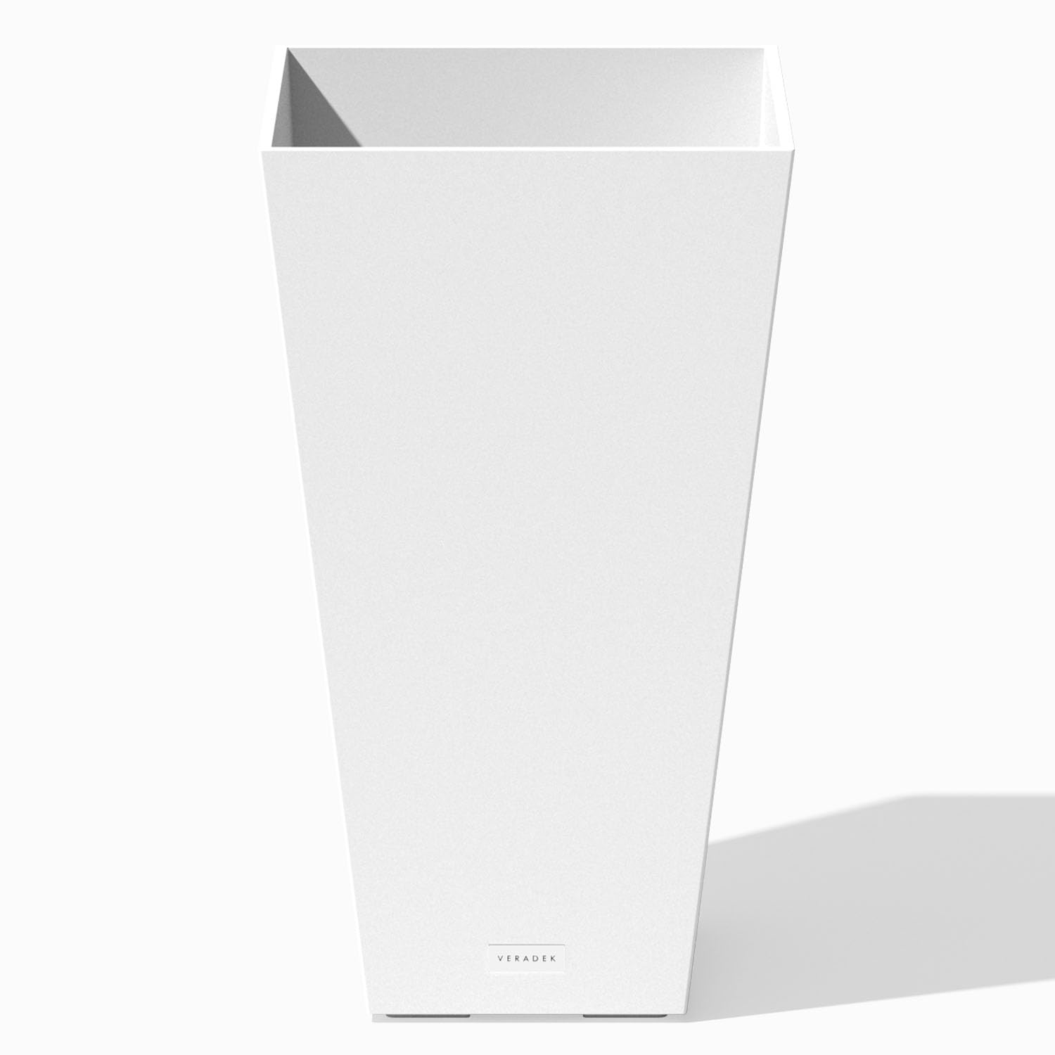Condition photo showing New/Like New for veradek pure series taper planter - tall tapered outdoor planter with shelf | made from durable plastic featuring a removable insert shelf. modern porch/patio décor for plants and flowers- one
