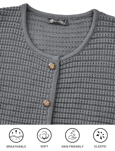 PRETTYGARDEN Women Knit Cardigan Sweaters Fall Fashion Long Sleeve Open Front Button Down Trendy Casual Jacket Winter Clothes