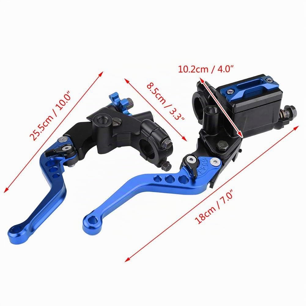 1 par 7/8"(22mm) universal motocicleta freno embrague cilindro maestro tanque palancas embrague freno palanca de embrague (azul)
