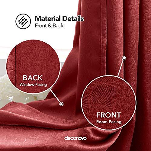 Image of Deconovo Fashionable Rod Pocket Blackout Curtains Room Darkening Curtains Window Treatments Shade Curtains for Study （7 Feet-Door） 52W x 84L Inch True Red 2 Drapes