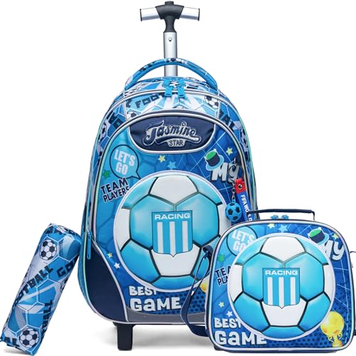Oruiji Mochila com rodinhas para crianças para material escolar de volta às aulas, B bola de futebol