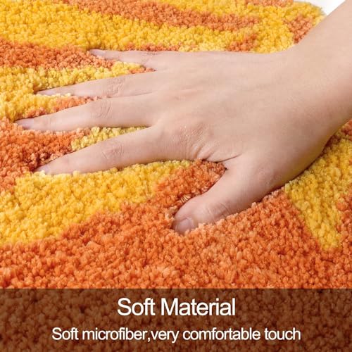 Image of Uphome Bathroom Runner Rug Colorful Abstract Leaves Long Bath Mat Non Slip Water Absorbent Boho Bath Rug Soft Microfiber Machine Washable Floor Mats for Tub Bathroom Indoor Doormat,18 inchx47 inch