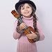QDH Kids Toy Ukulele, Kids Guitar Musical Toy,17 Inch 4 Steel Strings, with Pick,Early Educational Learning Musical Instrument Gift for Preschool Children(Wooden Color) (17inch)