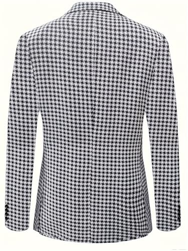 Men's Suit Jacket, Houndstooth Slim fit Fashionable Casual Jacket, Lapel Double Breasted Suit Party Tuxedo Coat4