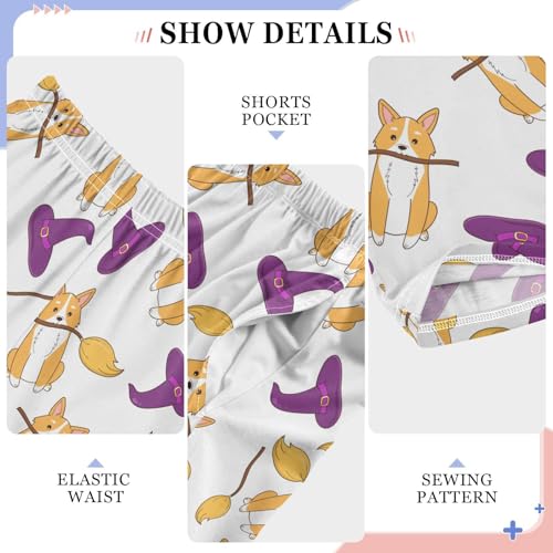 Halloween Corgi Dog Boys Long Pants Soft Trousers Elastic Waist Kids Lounge Bottoms with Pockets S-XL4