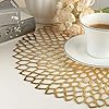 Famibay Christmas Placemats Set of 6 Gold Round Place Mats Washable Heat Resistant Vinyl Table Mats for Dining Kitchen Restaurant #3