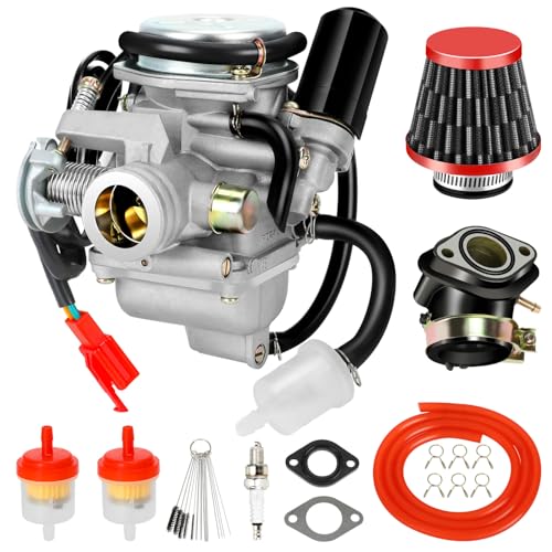 XIKOBY GY6 150cc Carburetor PD24J Carb Compatible with 125cc Taotao Scooter Moped 152QMI 157QMJ 4 Stroke Engine Roketa Motorcycle Hammer-head ATV Go Kart Dune Buggy Parts with Intake Manifold