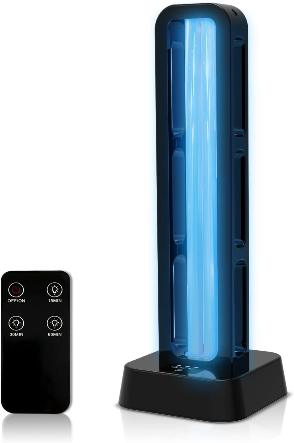39W UV Light Sanitizer with Remote Control and 3 Timers – Ozone Free Home Disinfection Device, Kills Germs, Viruses, Mold and Dust Mites – Whole Room Ultraviolet Light for Home and Office Black