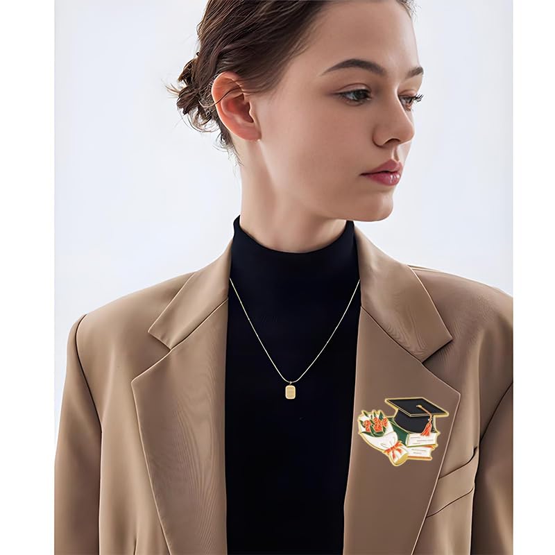 Image of coadipress 4Pcs Cute Graduation Cap Brooches For Women Diploma School Graduate Enamel Lapel Pin Graduation Season Accessories For Party Supplies And High School Graduation Caps