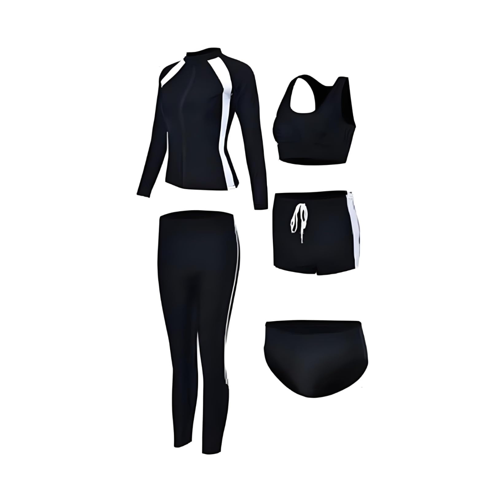Women's Swimsuit, Sun Protection, Two Piece Set, Athletic, for Beach Black White L|Clothing Shoes & Accessories| Womens Clothing| Swimwear-picture-25