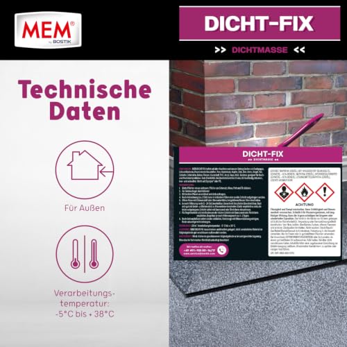 MEM Dicht-Fix Grau – 375 ml – Dichtmasse für Dach- & Flachdachreparaturen – Ansicht 3