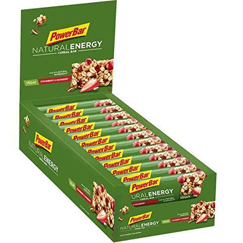 Powerbar Natural Energy Cereal Strawberry & Cranberry 24x40g - Veganer Kohlenhydrat Energie Riegel + Magnesium