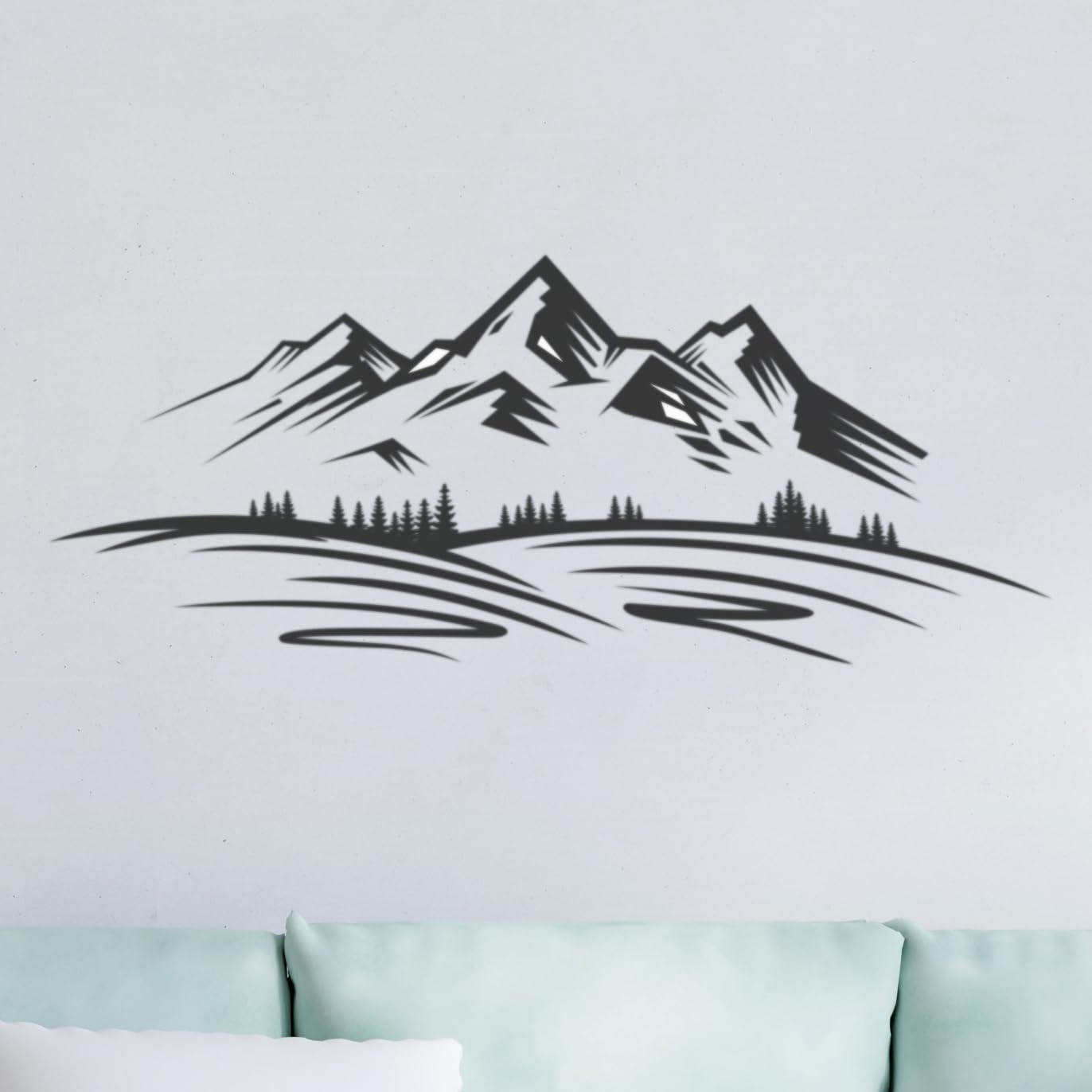 Wall4stickers Black Mountain Landscape Vinyl Sticker – Silhouette Nature Decal For Car, Camper, Laptop, Or Wall