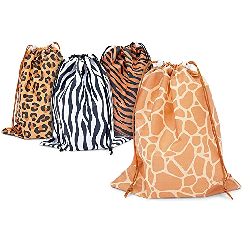 Drawstring Bags for Kids Birthday Safari Jungle Party (10x12 In, 12 Pack) Drawstring Bags for Kids Birthday Safari Jungle Party (10x12 In, 12 Pack)
