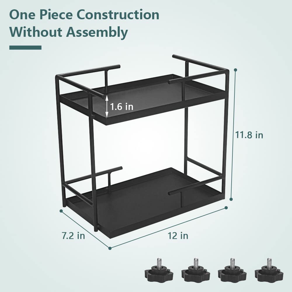 Butizone 2 Tier Bathroom Countertop Organizer, Counter Standing Rack, Kitchen Spice Rack, Vanity Cosmetic Holder, Under Sink Organizer for Bathroom, Kitchen, Living Room, Dressing Table, Office