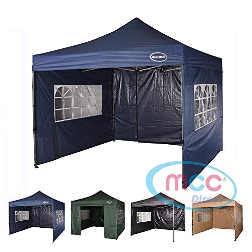 MAXIMUS® HEAVY DUTY GAZEBO 3m x 3m GAZEBO MARKET STALL POP UP TENT With 4 Sides (Blue)