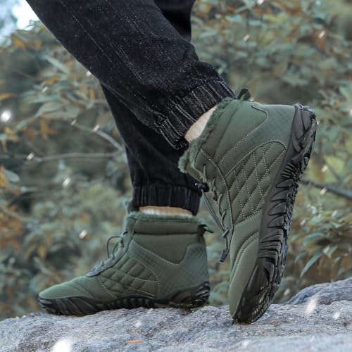 HiGropcore Barefoot Snow Boots for Women Men, Warm Fur Lined Water Repellent Winter Barefoot Shoes, Wide Toe Box Lightweight Outdoor Ankle Boots3