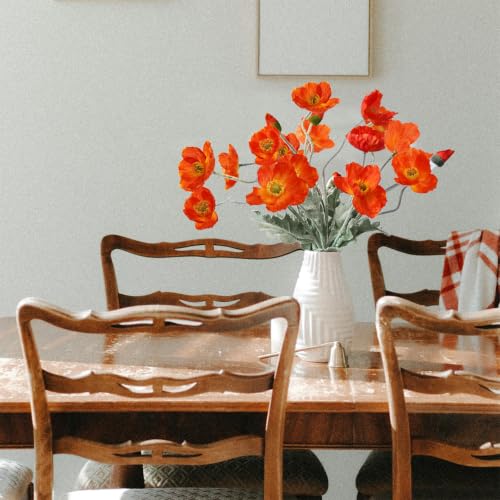 Image of 5Pcs Poppy Flowers Artificial Poppy for Home Decor(Dark Orange)