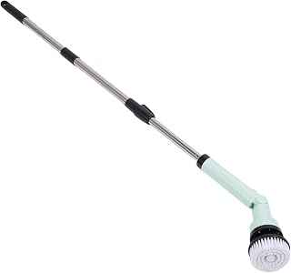 Electric Swivel Scrubber, Waterproof Shower Scrubber Wireless Cleaning Brush with 9Pcs Brush Head and Adjustable Removable Long Handle for Bathroom Bathtub Kitchen Wall Cleaner (Green)
