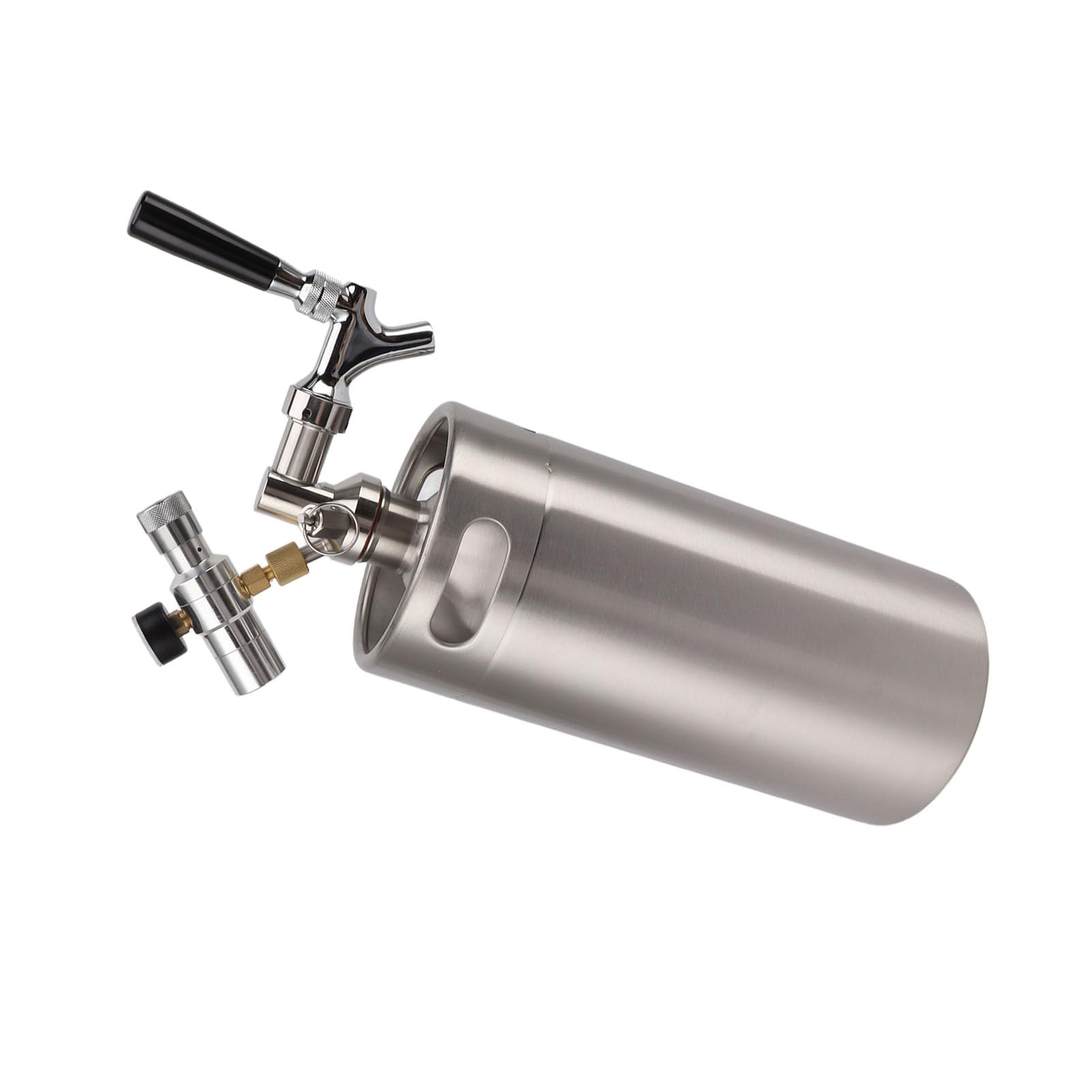 3,6 l Mini-Edelstahlfass mit Wasserhahn, 150 PSI Manometer, Druckbierspender, Heimbrausystem für Craft-Beer-Enthusiasten, langlebige Brauausrüstung