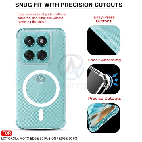 Image of AESTMO Clear Back Cover for Moto Edge 60 Fusion / 60 5G | 360 Protection | Transparent Back Cover for Moto Edge 60 Fusion / 60 5G (PC + TPU, Compatible with MagSafe Accessories, Transparent Bumper)