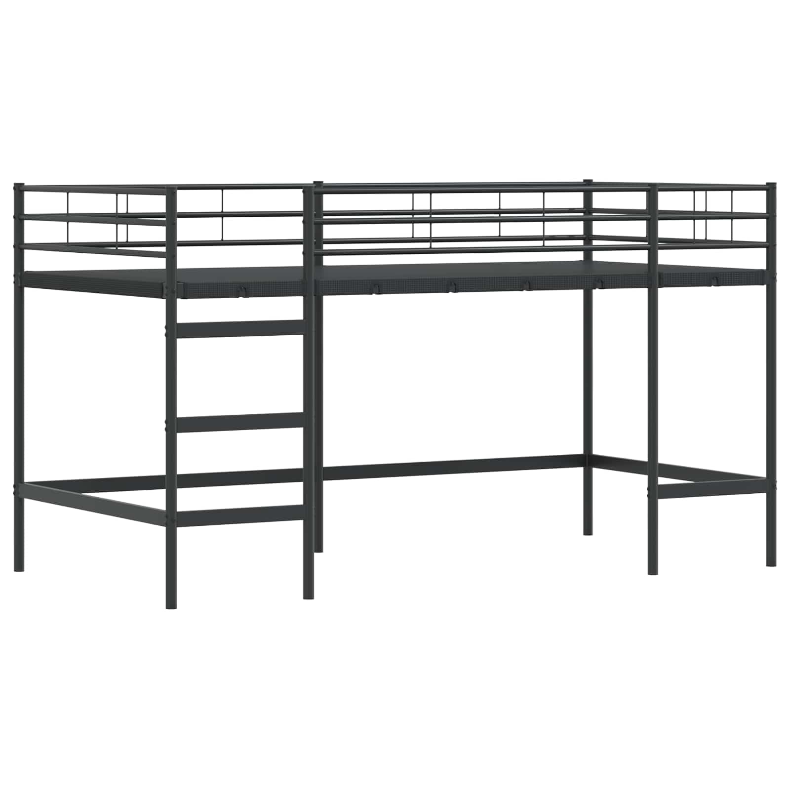 Metalowy loftowy z zasłonami dla dzieci 90 x 201 cm Czarny
