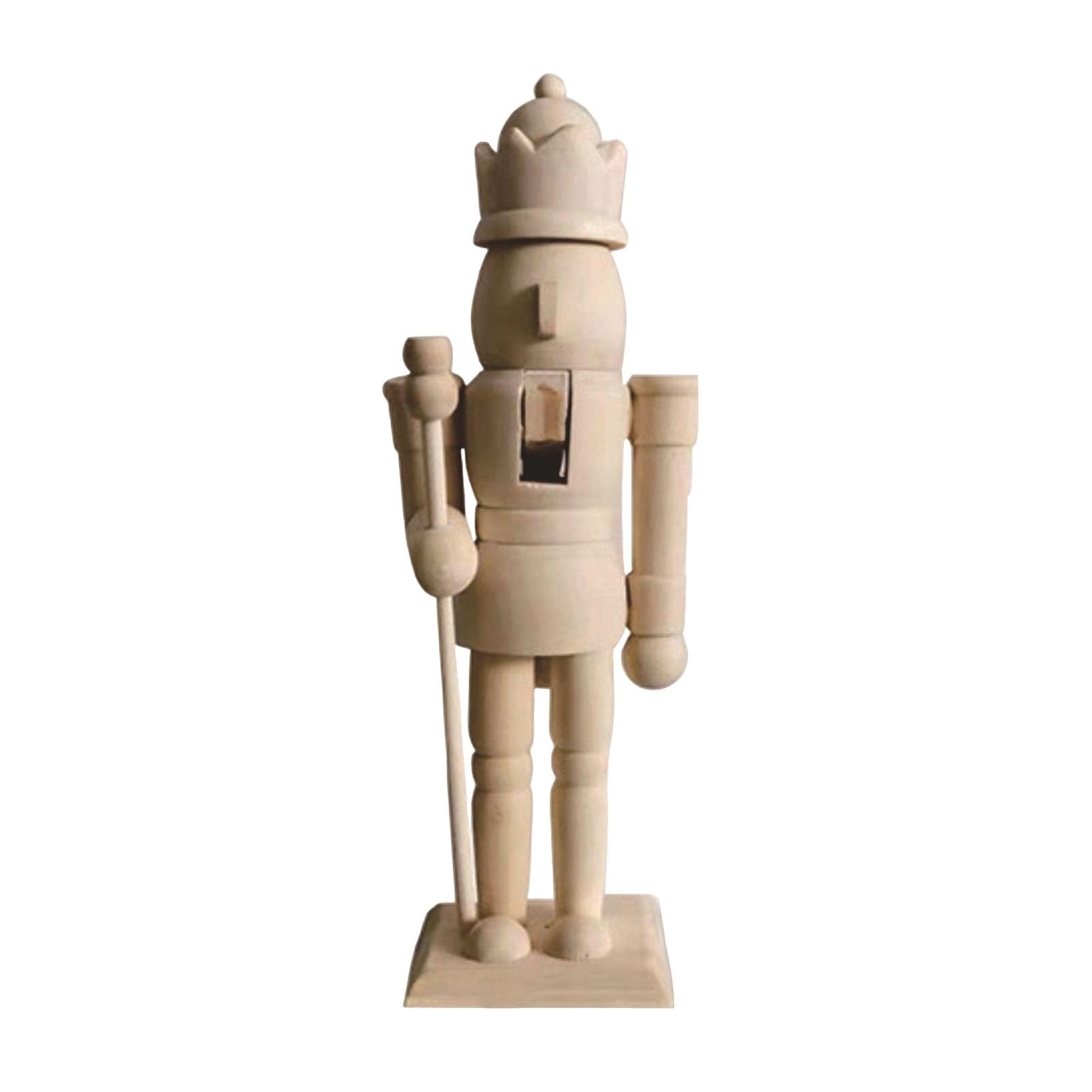 Glifora 18CM Christmas Wooden Unfinished Nutcracker Figurine - DIY Blank Unpainted Soldier Figure, Festival Holiday Party Ornament Decoration