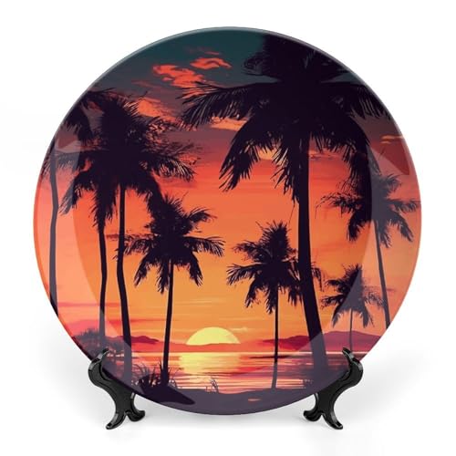 Plato decorativo Palm Tree Summer Sunset 7 pulg miniatura 1