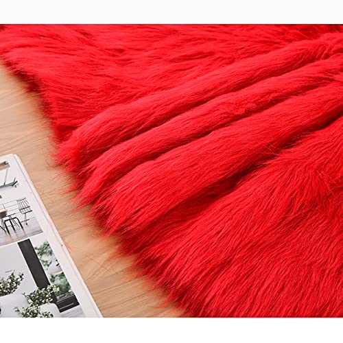 Tissu imitation fourrure de renard 50x50cm haute densité nuance rouge