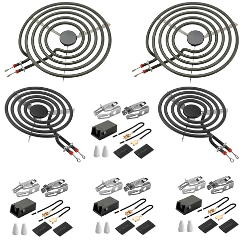 MP22YA Electric Range Burner Element Unit Set with 330031 Range Burner Receptacle Kit Fit for Ken-more Whirl-pool Frigi-daire May-tag Ranges/Stoves by Fetechmate