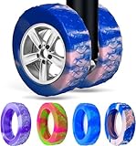 8ピーススーツケースホイールカバーセット、耐衝撃性、耐傷性、騒音を軽減します (ピンク+ブルー)