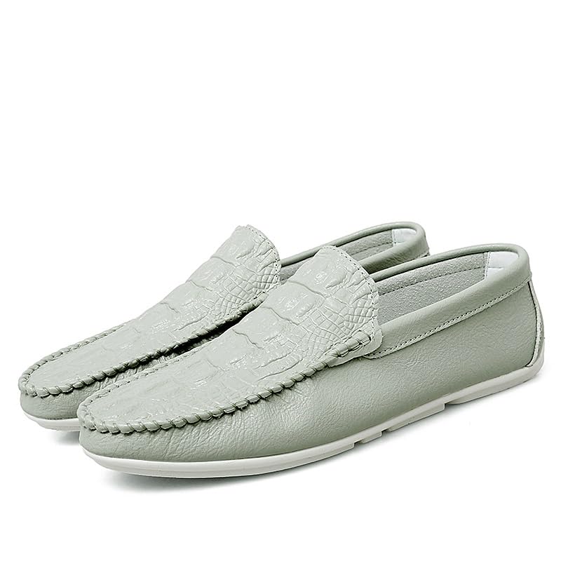 Men's Loafers Shoes Round Toe Crocodile Print Vegan Leather Anti-Slip Lightweight Flat Heel Outdoor Slip-on3
