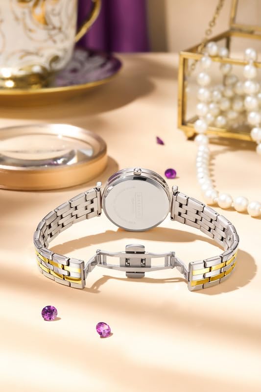 Image of Giordano Exquisite Analog Watch for Women with Round Cut Glass Textured Dial, Date Display Function, Quartz Movement and Stainless Steel Strap - GZ-60111