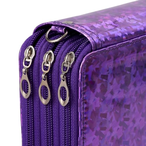 Image of Large Capacity Colored Pencil Case - 75 Slots PU leather with Zipper Closure Portable Organizer for Watercolor Pencils Ideal for Artists for Artists (Purple)