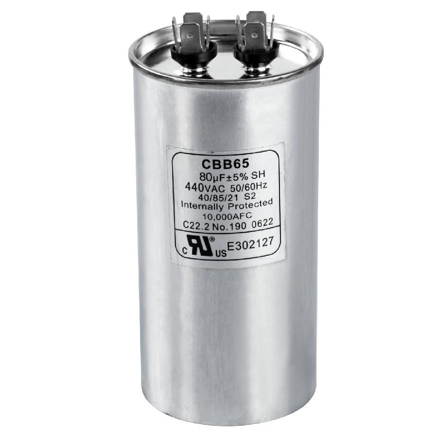 Canamax 80 uf ± 5% MFD 370 Or 440V Round Run Capacitor - Replacement for Air Conditioner 50/60Hz for AC Motor Run or Fan Start and Cool or Heat Pump Air Conditioner