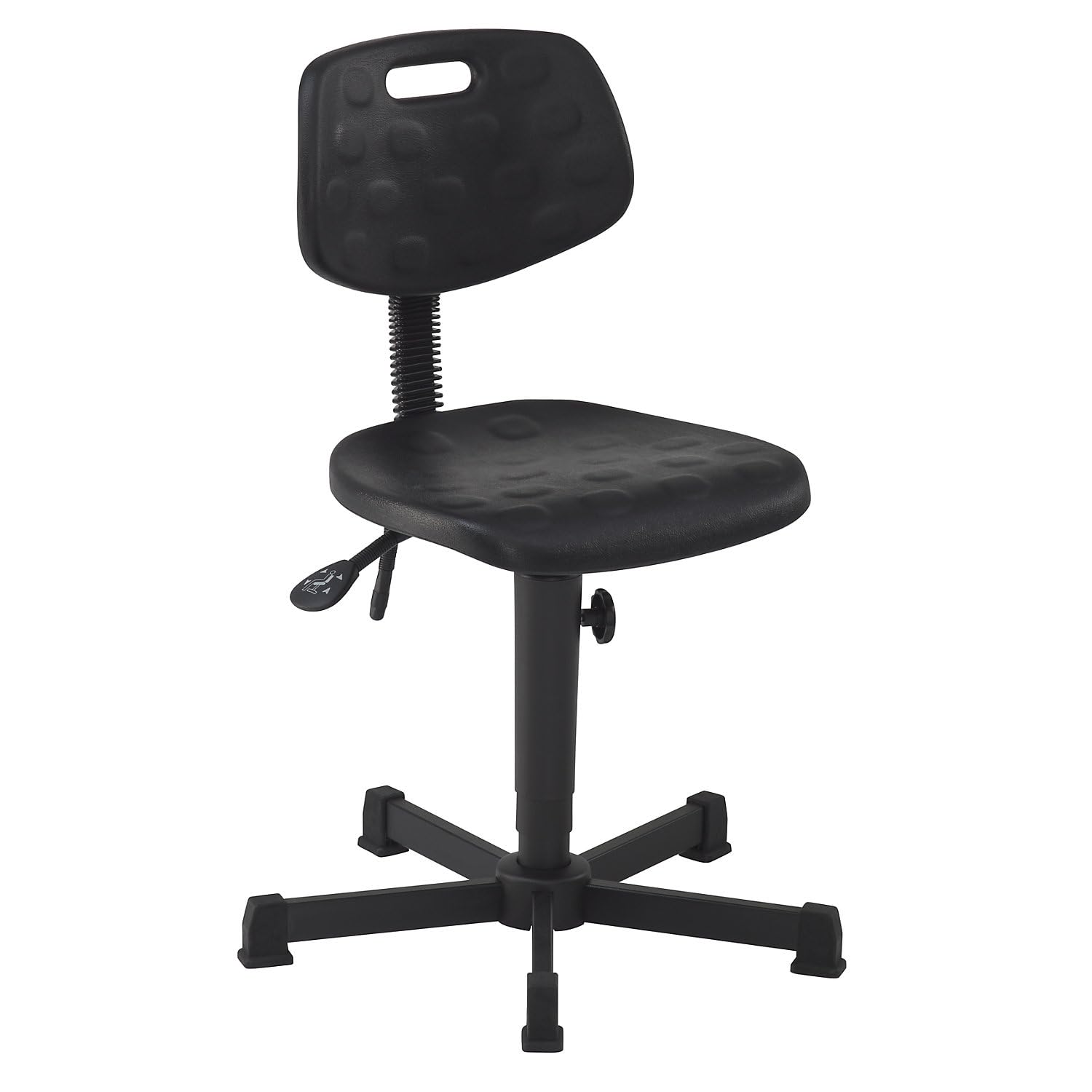 meychair | Sedia girevole da lavoro in PU espanso | senza poggiapiedi | con piedini | range di regolazione dell'altezza 460-650 mm
