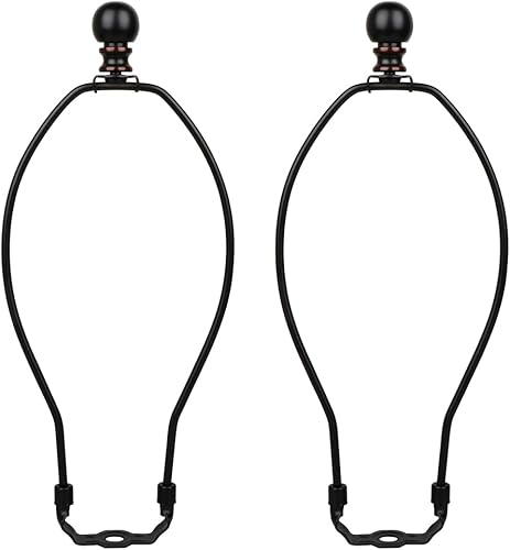 Miniatura 10 de Helunsi Arpa de lámpara de 8 pulgadas, 2 juegos de soporte de arpa de pantalla de lámpara plateada con remate, adaptador de pantalla de repuesto