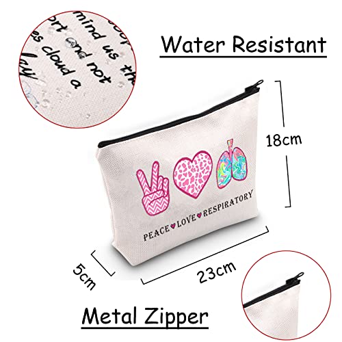 JXGZSO Respiratory Care Week Cosmetic Bag Respiratory Therapist Gift Peace Love Respiratory Makeup Zipper Bag Colorful Lungs Pouch