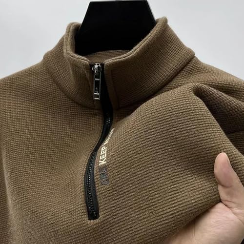 Turtleneck Sweater Men Fashion Knitwear Solid Color Chunky Half Zipper Thickening Luxury Warm4