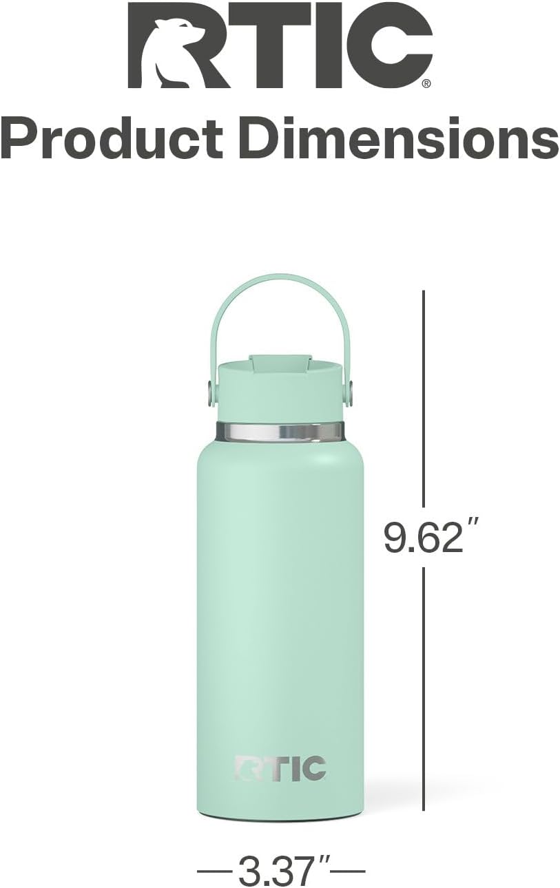 RTIC 32oz Outback Water Bottle, Ceramic Lined, Insulated, Stainless Steel, Double Wall Vacuum-Insulation, Leak-Proof Lid, BPA-Free Water Flask Hiking, Running, Sports, Outdoor, Fresh Mint - Image 4