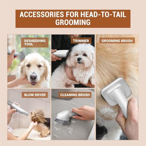 Image of Eureeka Buddy Pet Grooming Vacuum Kit with 5 Accessories for Dogs & Cats | Adjustable Suction | All-Weather Heater Mode | Pet Grooming Kit & Vacuum Suction| Easy Dust Disposal