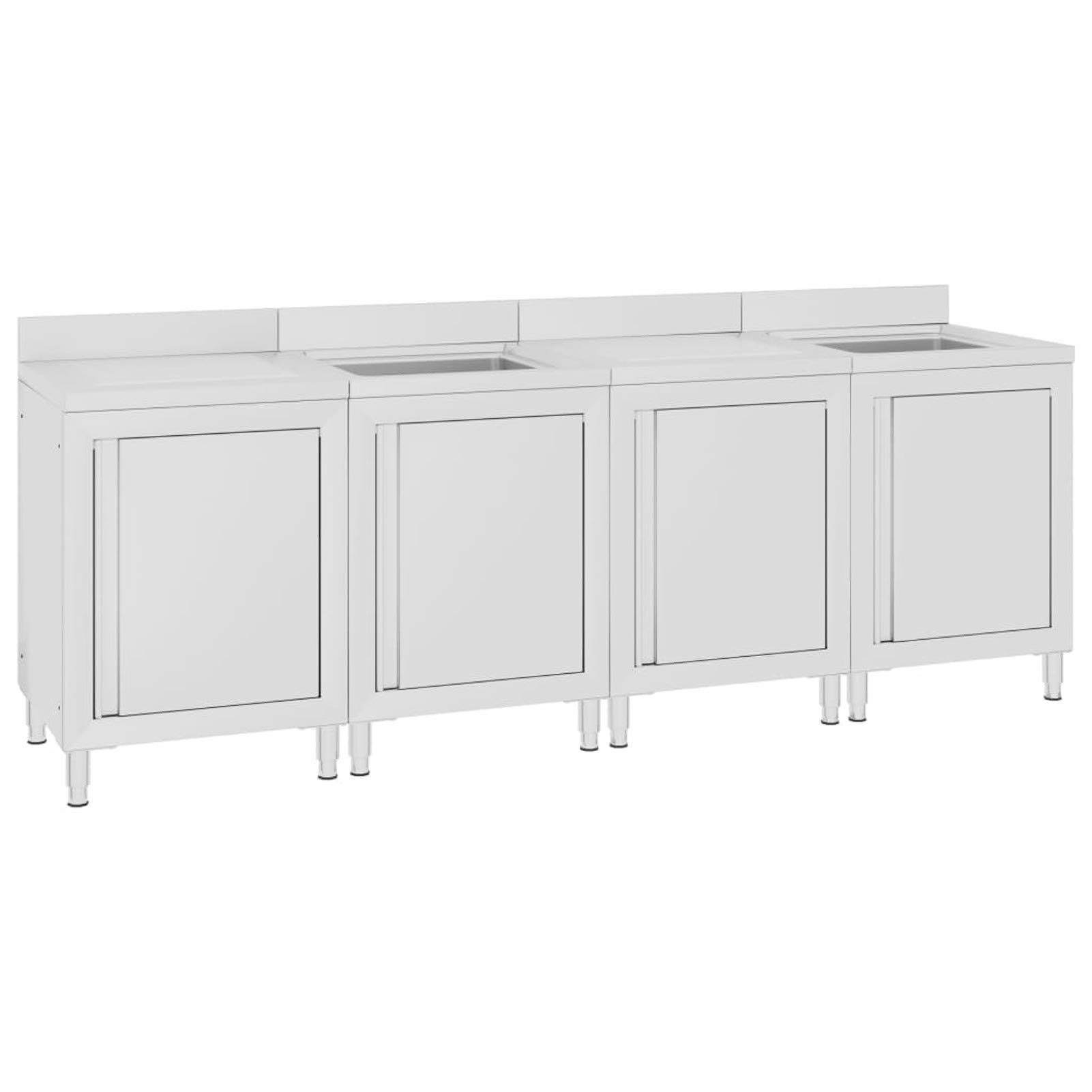 Mobiletto da Cucina con Lavandino in Acciaio Inox 240x60x96 cm,Mobiletto da Cucina,Mobiletto da Cucina Salvaspazio-3058272