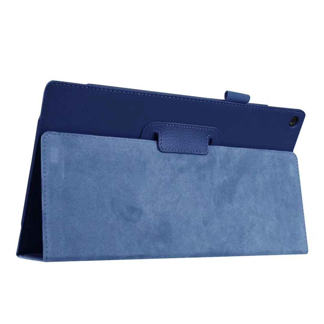 Pokrywa tabletu Tekstura skórzana futerał tabletki dla Kindle Fire HD8 (2015/2016/2017) Slim składany stojak Folio Protector Odpornaoprojowa pokrywa z uchwytem Strona główna tabletu(Dark blue)